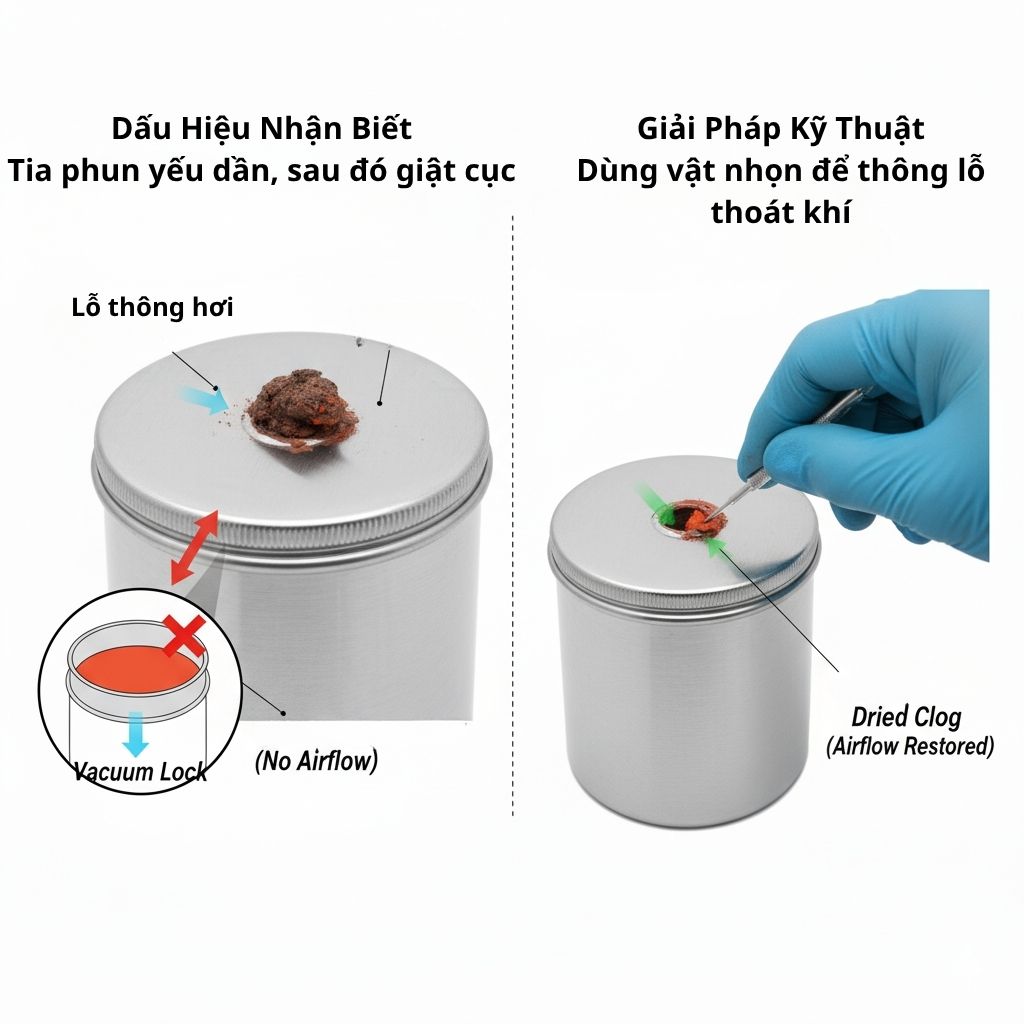 súng phun sơn bị giật, sửa súng phun sơn, súng bị tắc