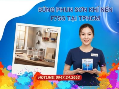 súng phun sơn khí nén tại TPHCM, súng phun sơn F75G, súng phun sơn cốc trên