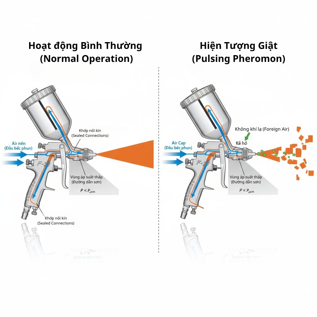 súng phun sơn bị giật, sửa súng phun sơn, súng bị tắc