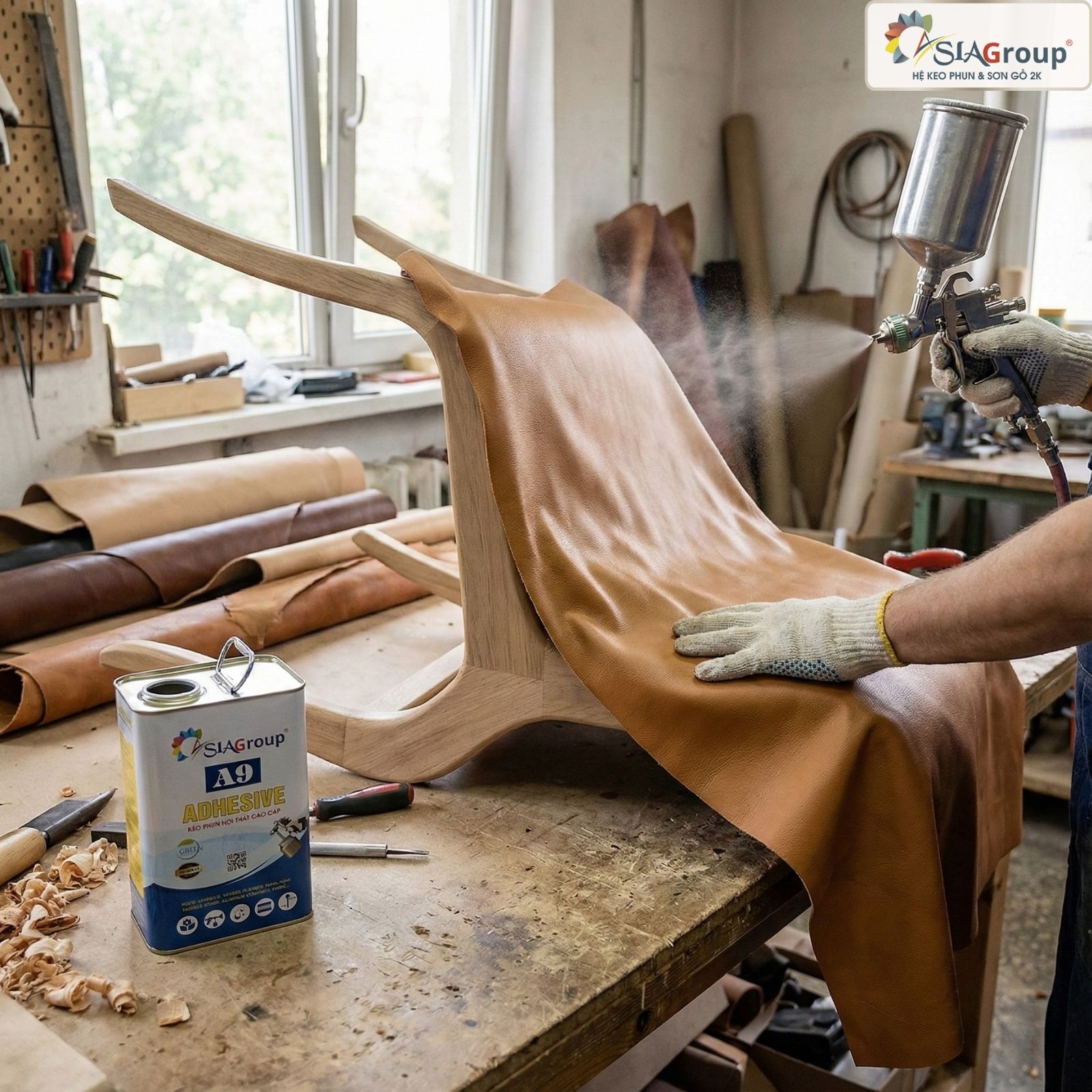 Keo Phun Dán Da: Hướng Dẫn Chọn & Sử Dụng Chuyên Dụng Cho Da Thật, Simili, PU 3 keo phun dán da, keo dán da simili, keo dán da vào nhựa