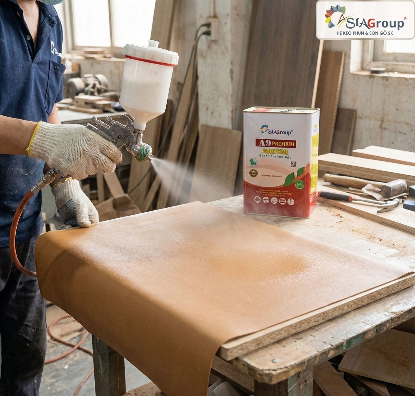 Keo Phun Dán Da: Hướng Dẫn Chọn & Sử Dụng Chuyên Dụng Cho Da Thật, Simili, PU 2 keo phun dán da, keo dán da simili, keo dán da vào nhựa