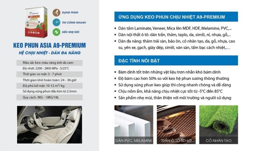 Keo dán mảng PVC lên tâm laminate Asia A9 Premium