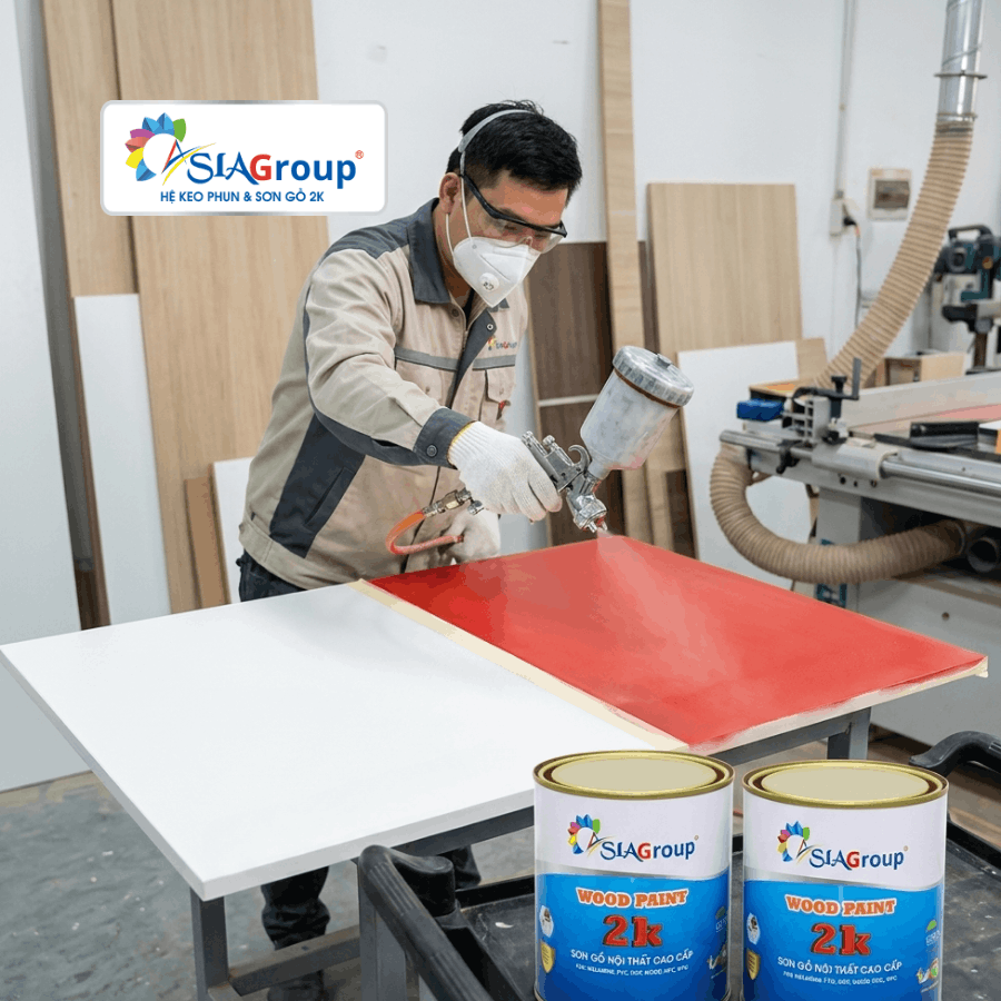 Ứng dụng sơn gỗ Asia 2K phun trực tiếp trên bề mặt Melamine và PVC không cần sơn lót