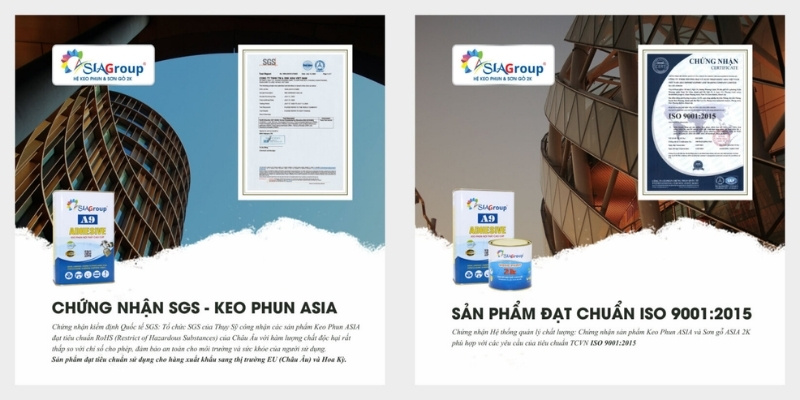 Nóc Xe Bị Rớt Sau 3 Tháng? Nguyên Nhân Và Giải Pháp Từ Keo Phun Dán Trần Ô Tô Chịu Nhiệt Asia A9 Premium 4 Các chức chỉ ISO vầ SGS của keo phun dán trần ô tô của nhà Asia Group