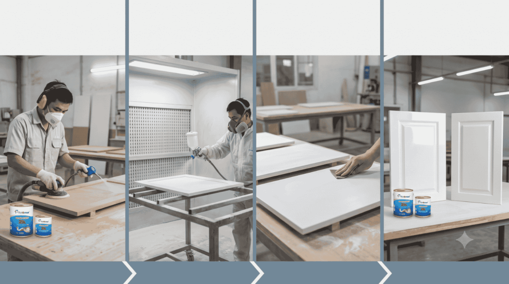 Sơn Trắng Bị Ngả Vàng Khi Khô Cách Xử Lý Lỗi Trên Tủ Bếp MDF 5 Hướng Dẫn Quy Trình Sơn Tủ Bếp MDF Chống Ngả Màu Tuyệt Đối